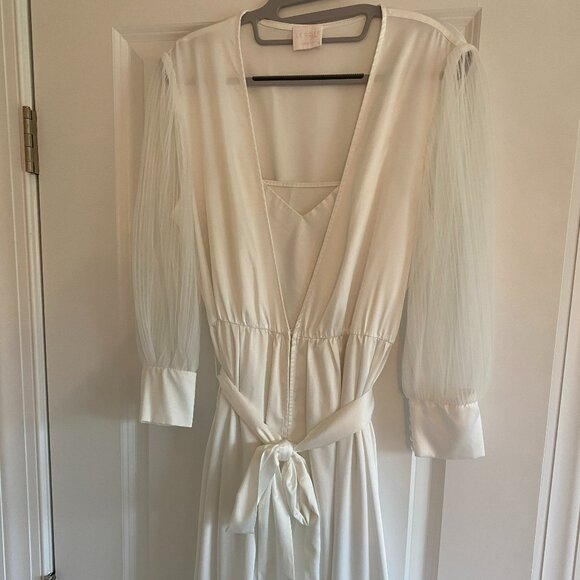 LeRose- Alaina Pleated Sleeve Satin Bridal Maxi- Includes slip - Picture 1 of 7